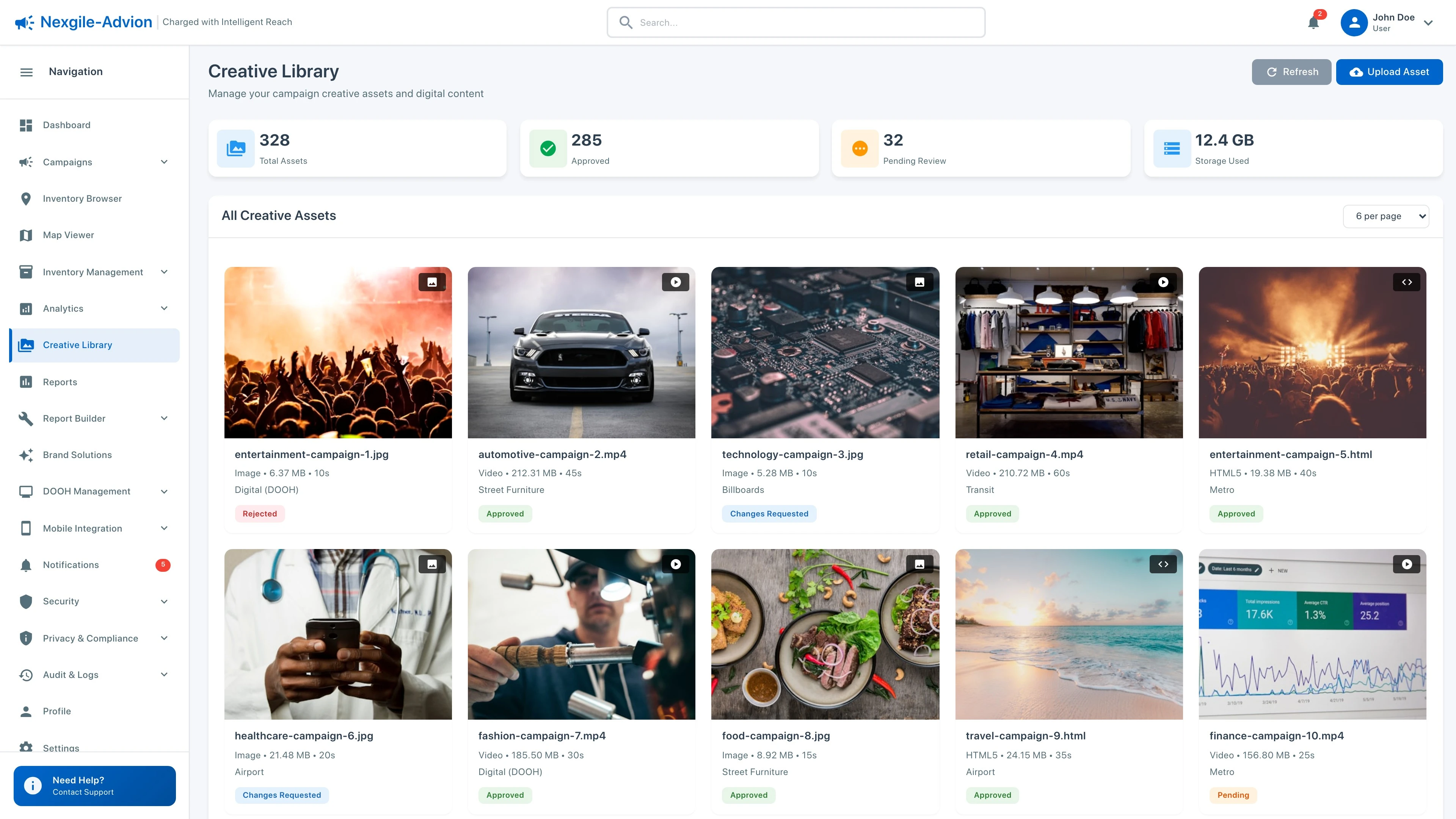 Creative Library - Asset management and creative content organization interface