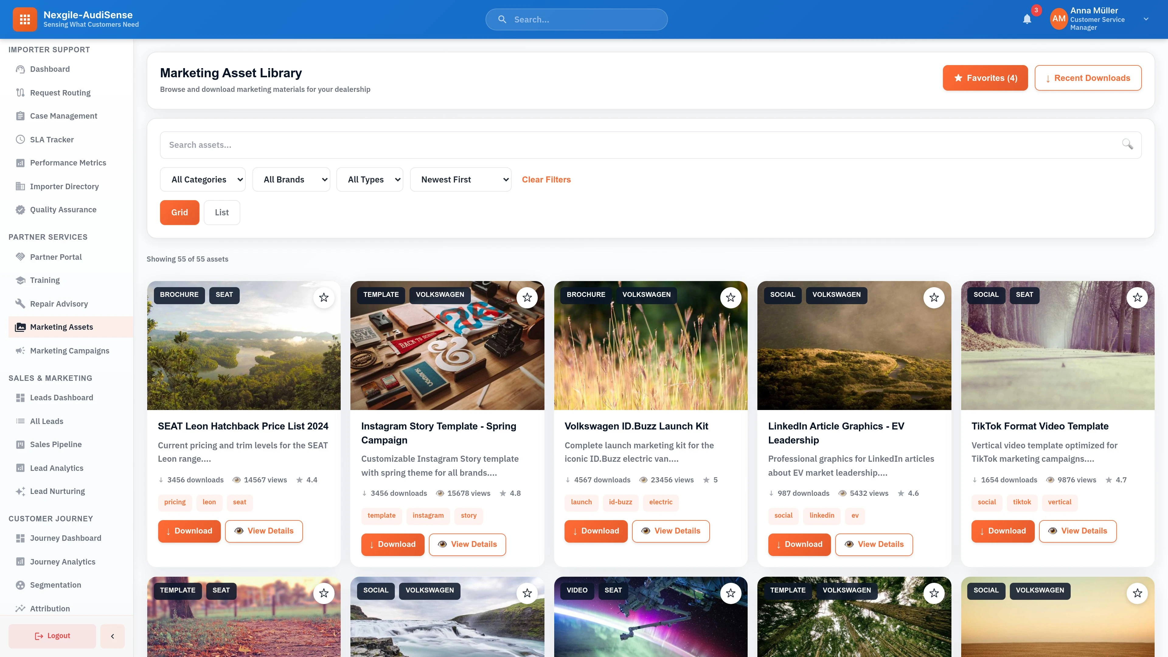 Marketing Center - Assets Management Interface