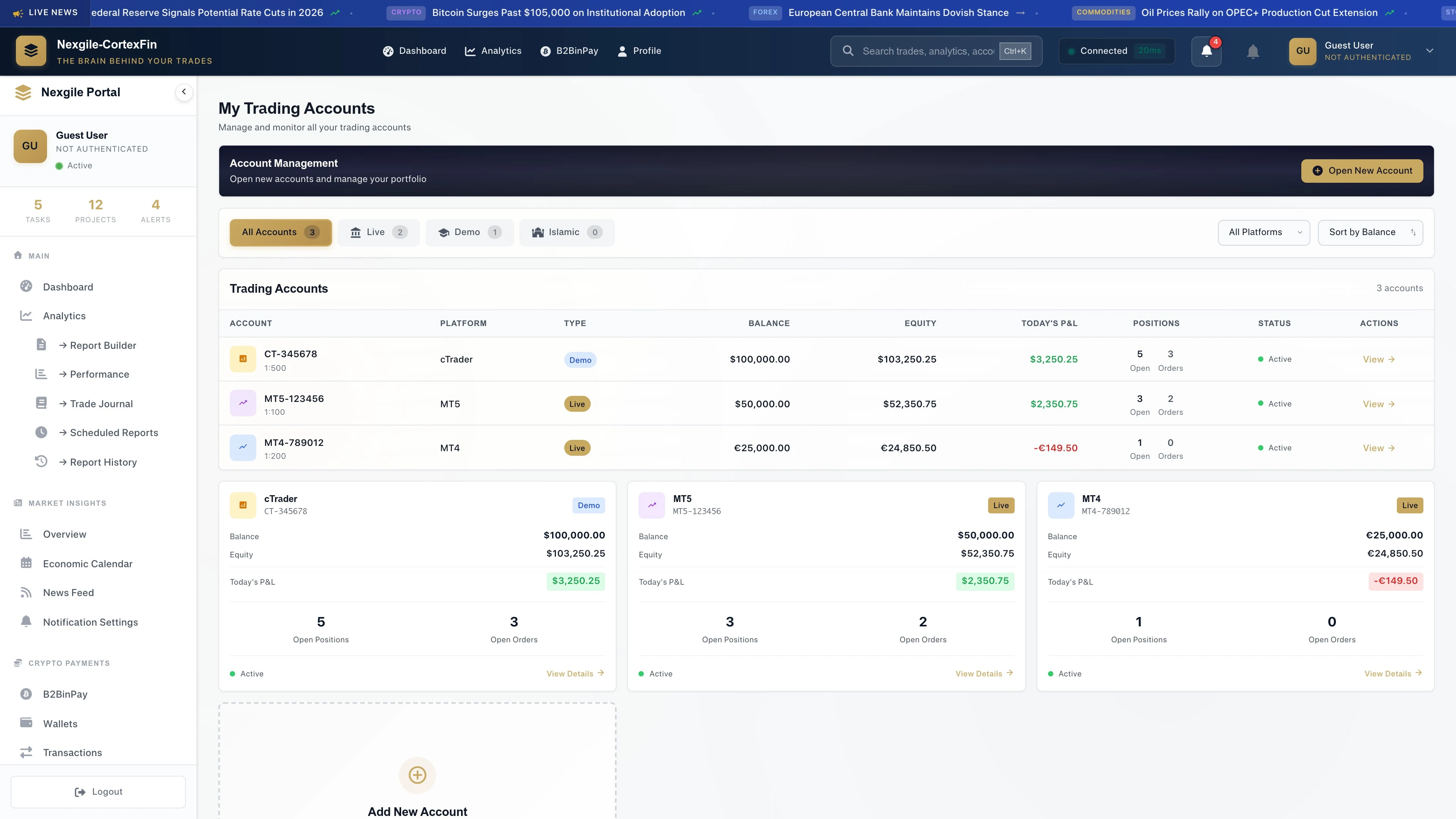 Client Portal - Accounts Overview
