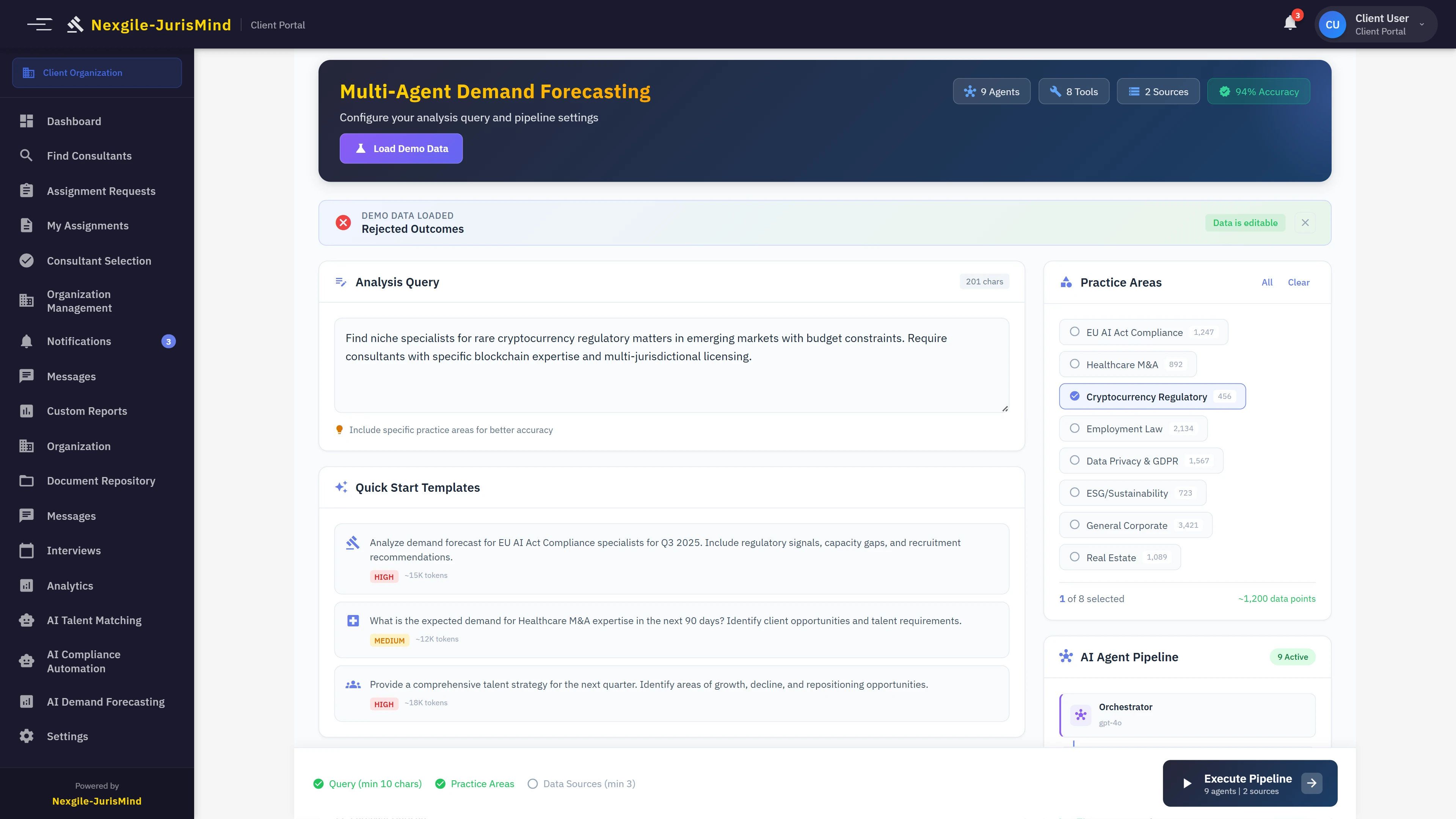 Demand Forecasting Dashboard - 30/60/90-day forecast overview