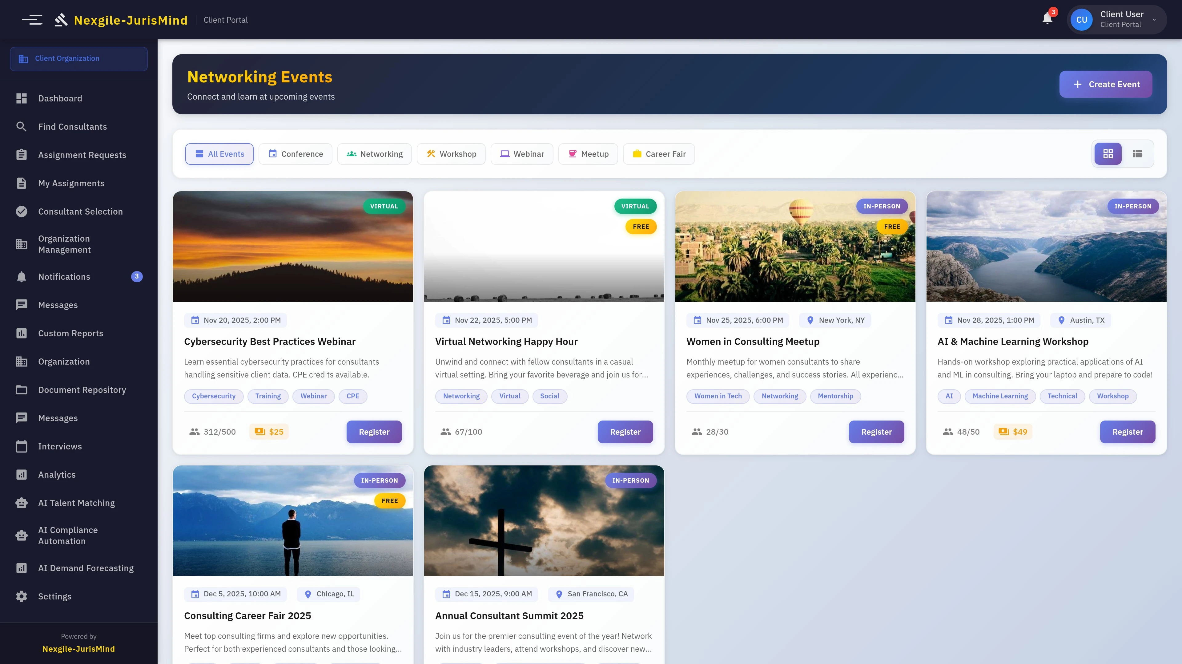 Community Events Page - Browse and manage community events