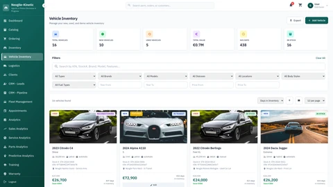 Vehicles Page - Multi-brand vehicle inventory management