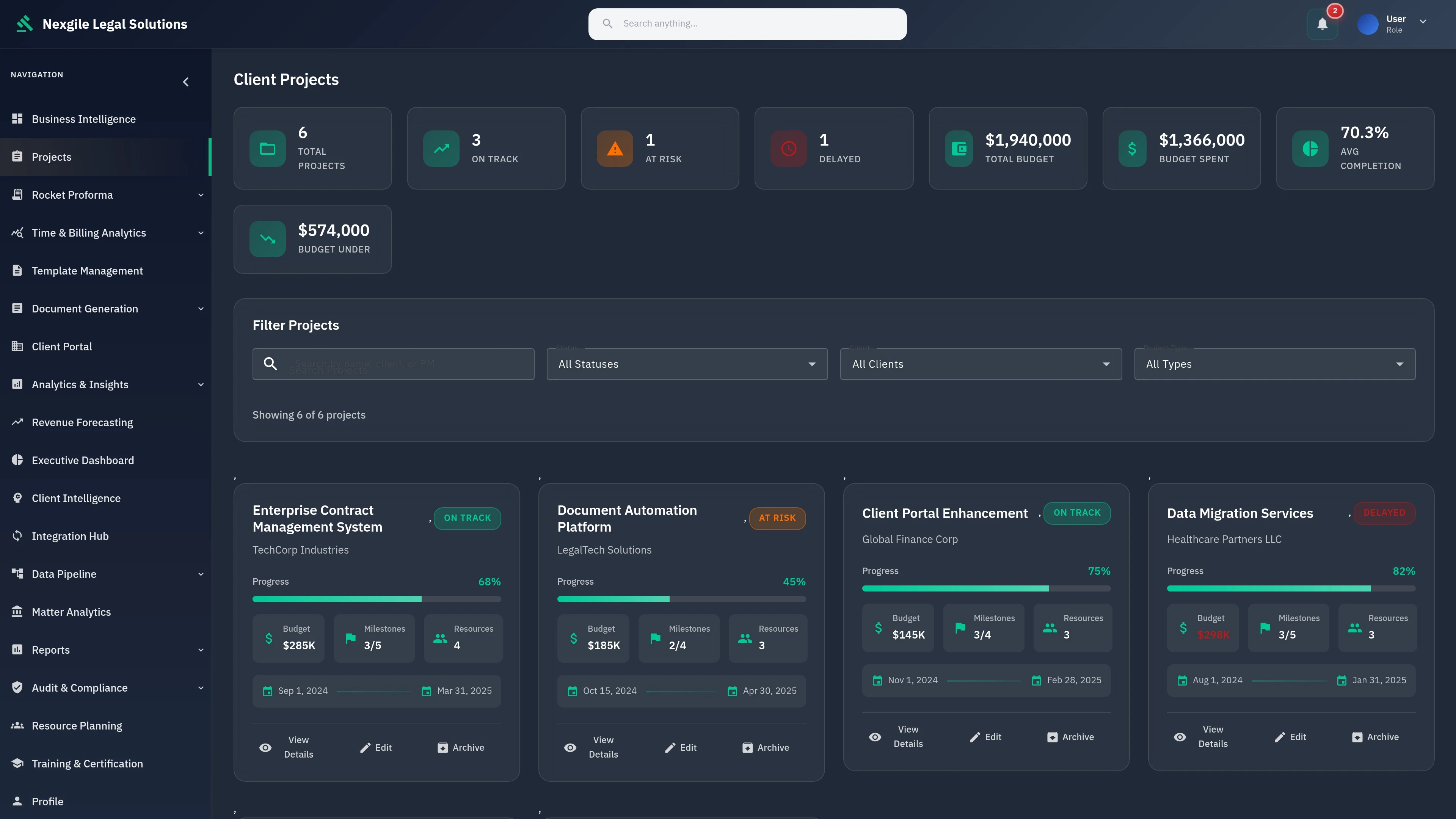 Nexgile-LegalNexus Hub Dashboard