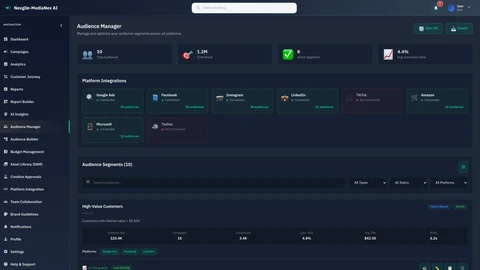 Audience management page showing customer segmentation and targeting capabilities