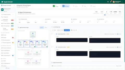 Agent Orchestration Dashboard - Real-time system metrics, multi-phase execution graph, live activity feed with tool executions, and agent performance tracking