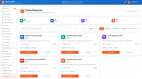 Trainer Resources Portal - Training materials, course content library, and resource management interface for trainers