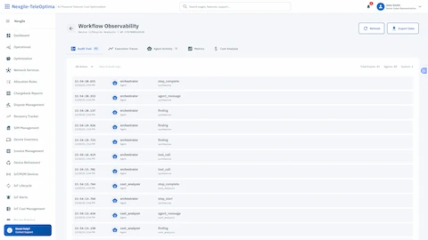 Workflow Observability - Detailed audit trail of agent execution events with timestamps and outcomes